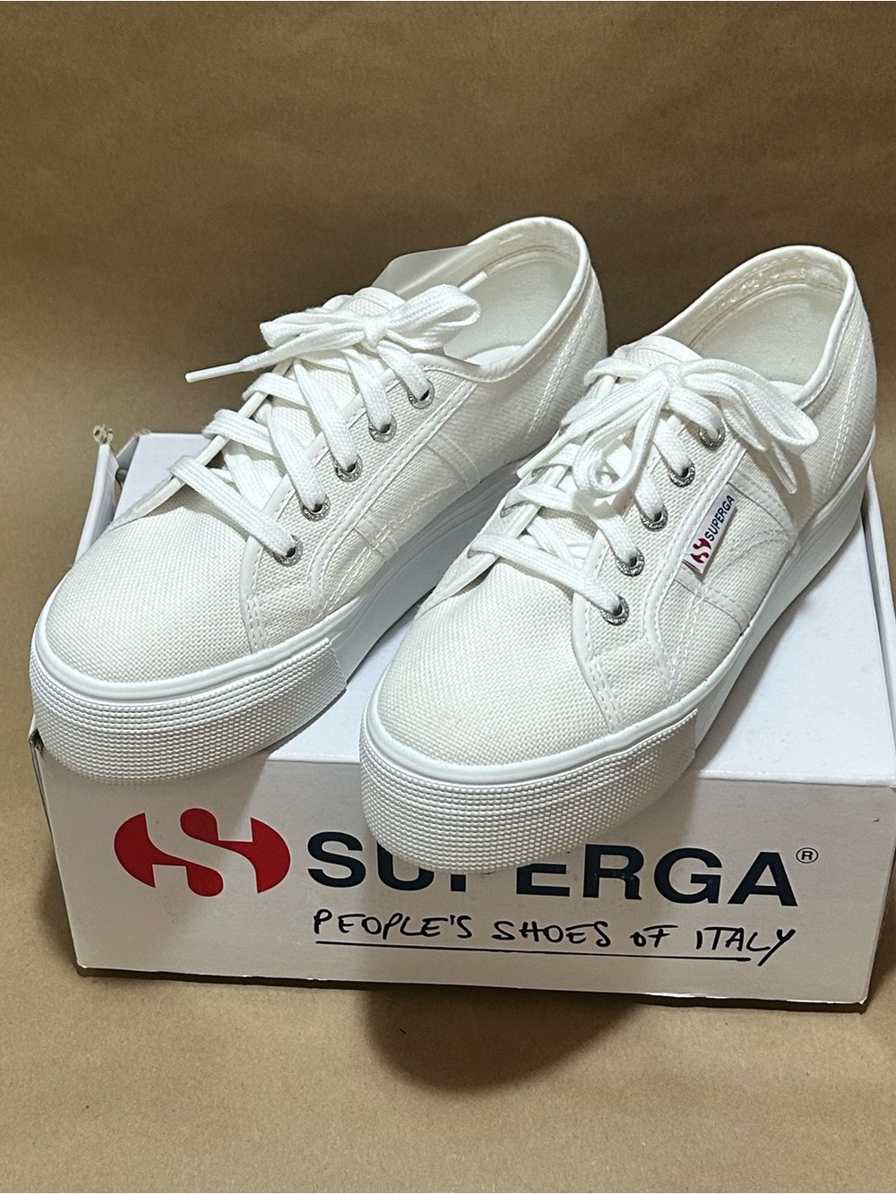 Superga White 2790 Platform Lace-Up Sneaker